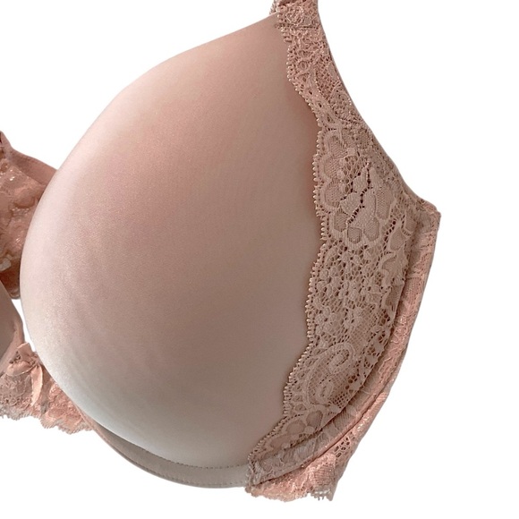 Victoria's Secret Dream Angels Push-Up / Pigeonnant Beige Lace Overlay Bra 36DDD - Picture 2 of 6